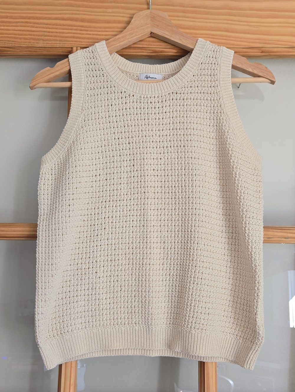 Reitmans Neutral Cream Sleeveless Knit Tank Office Cottagecore Minimal Small